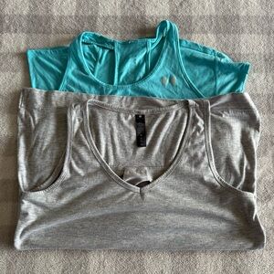 Under Armour & Yogalicous Tank Tops Lot Of 2 Size Large Gray & Turquoise